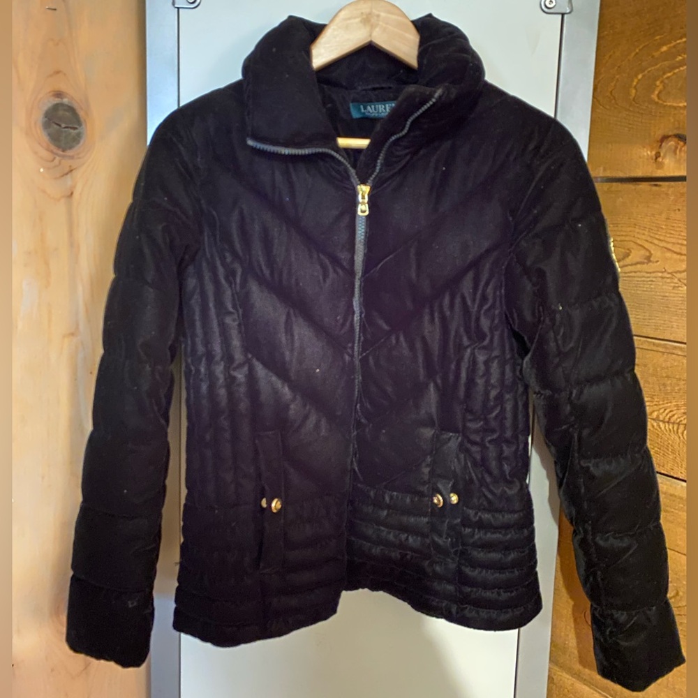 Ralph Lauren Black Velvet Puffy Jacket